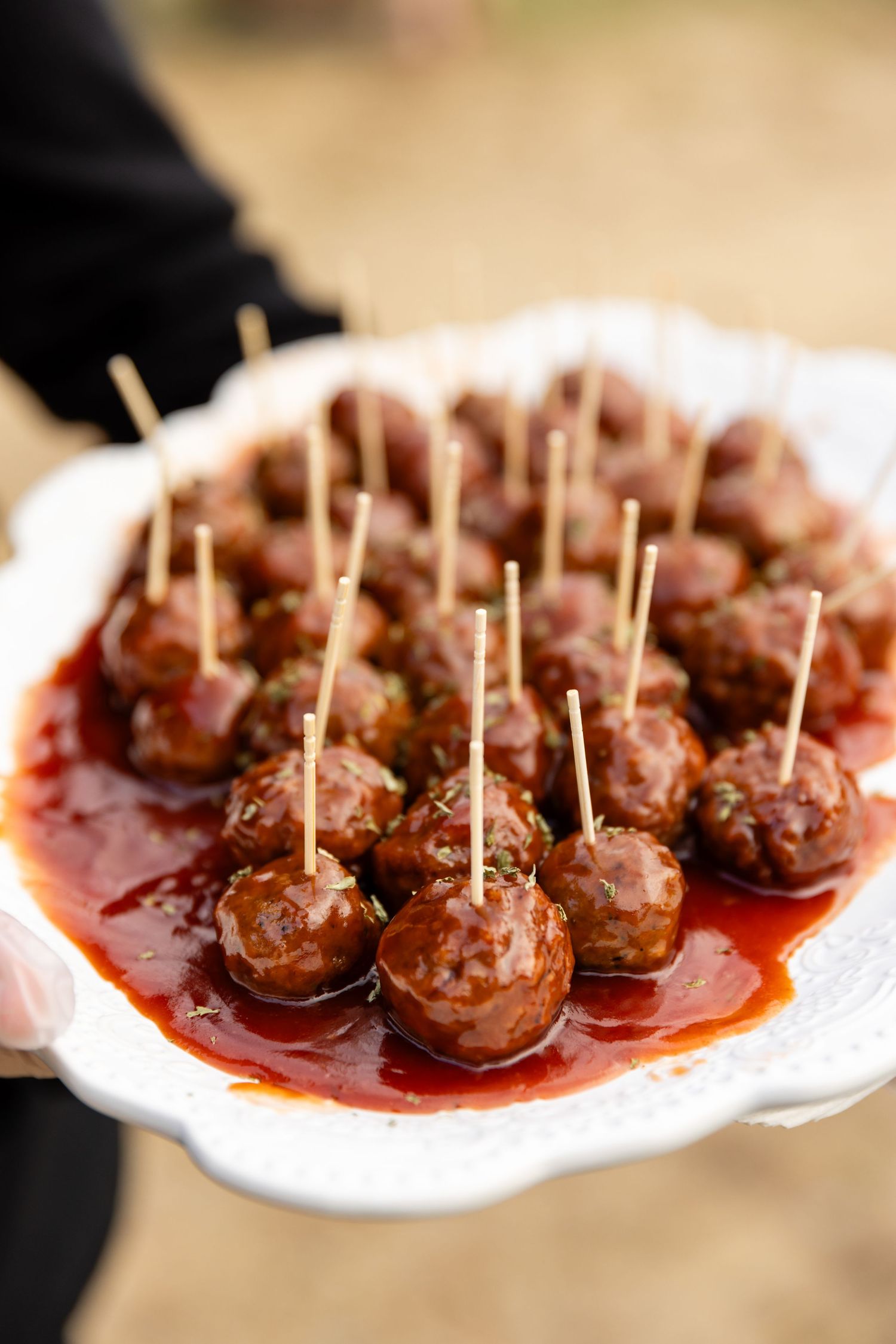Wedding meatball appetizers, Woodland Honey Catering, Kitz Farm Strafford, NH cocktail hour, NH Documentary wedding photographer