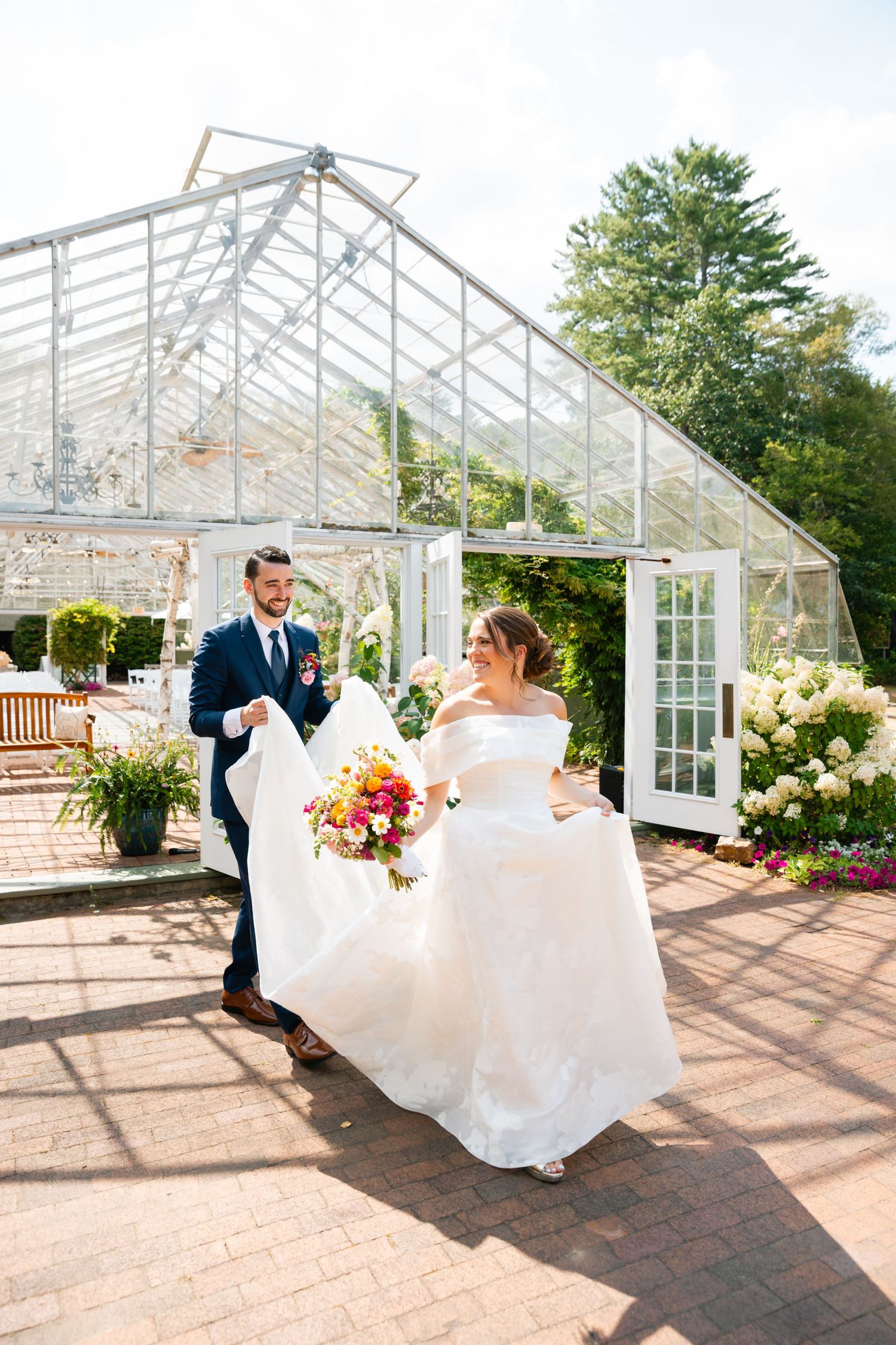 The Barn on the Pemi wedding greenhouse summer ceremony reception portraits in Plymouth NH
