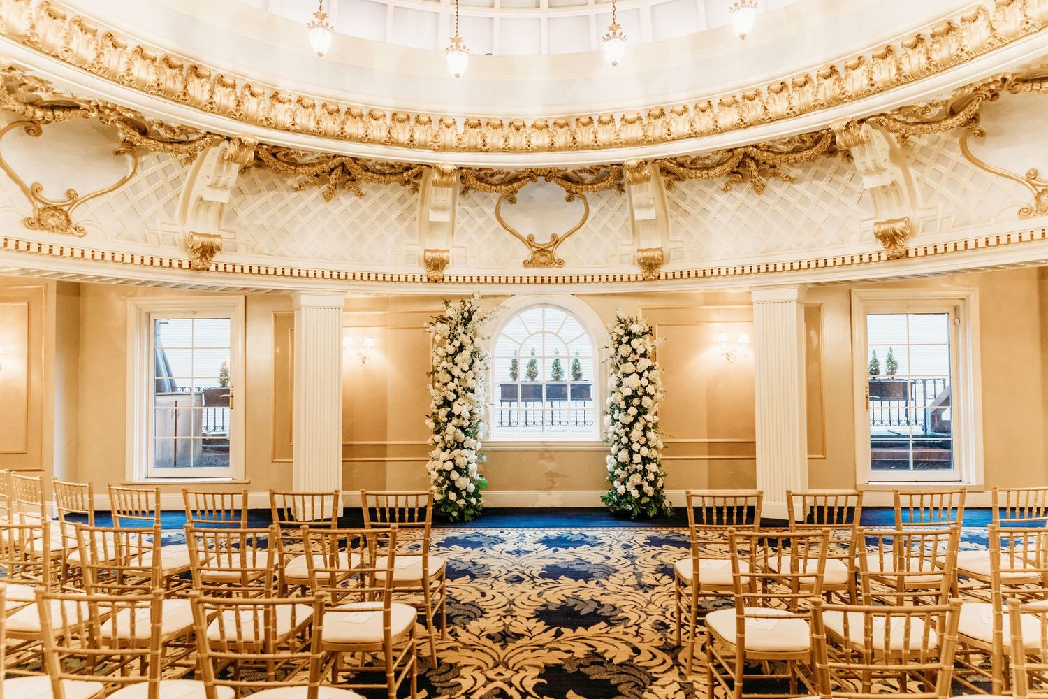 Lenox Hotel Boston Wedding Dome Room ceremony with arbor city wedding