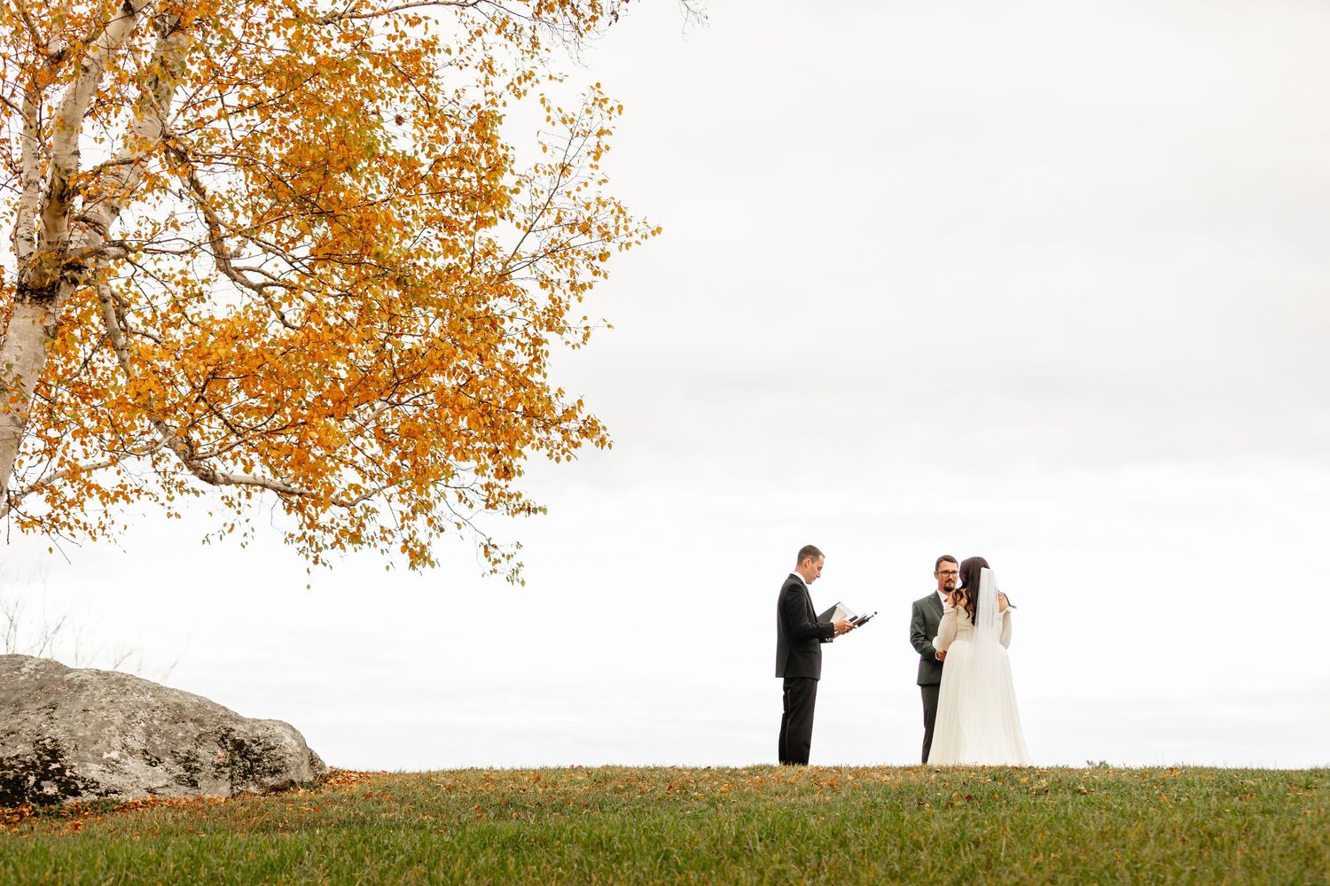 Kitz Farm wedding ceremony area hill fall foliage vows view Strafford NH