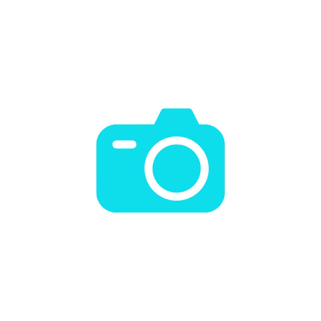 Set of social media icons in bright cyan blue color on white background.