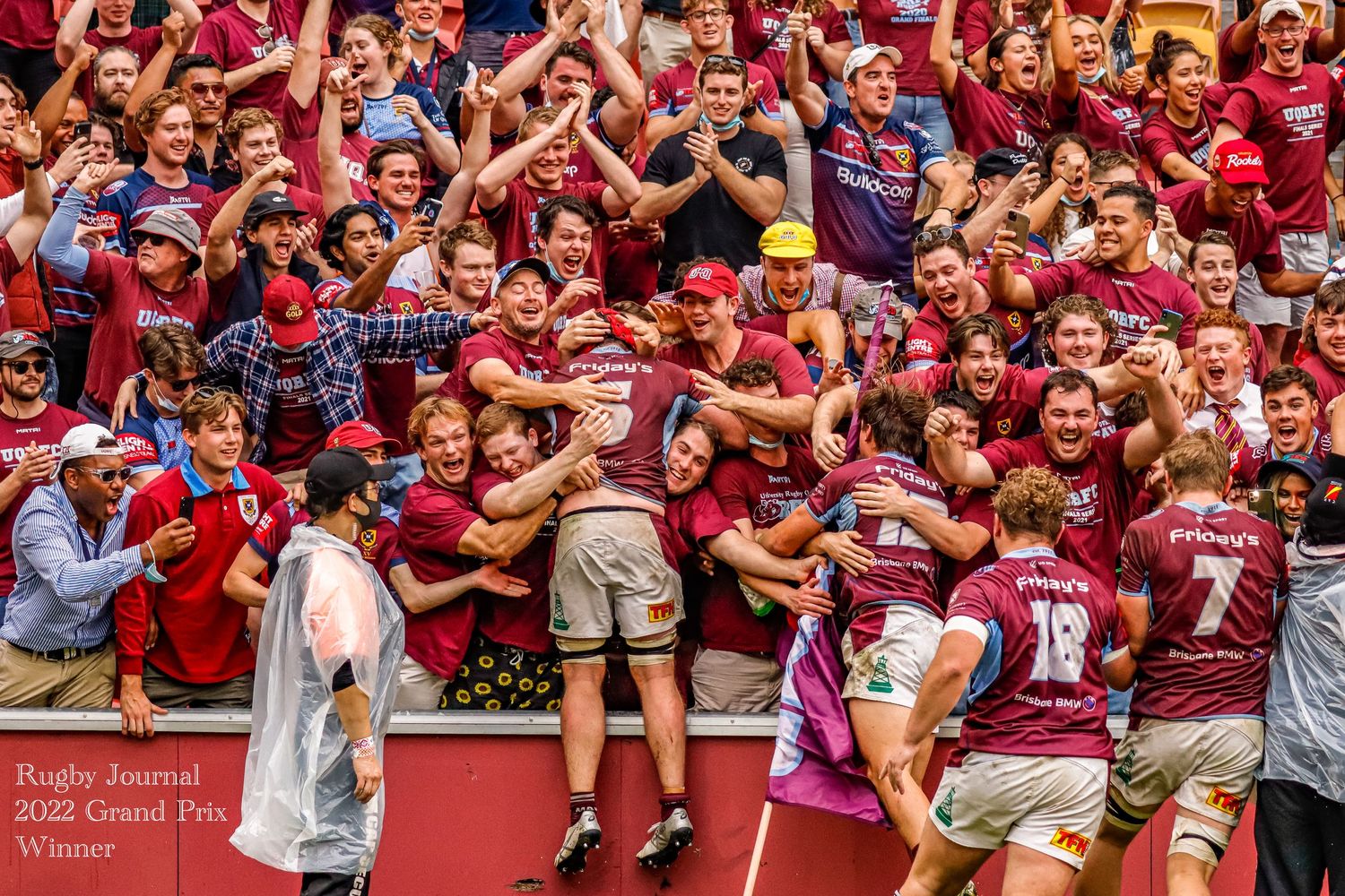 Rugby team and crown celebrating grand final win, taken by award winning Sunshine Coast Sports Photographer, Rachel Wright