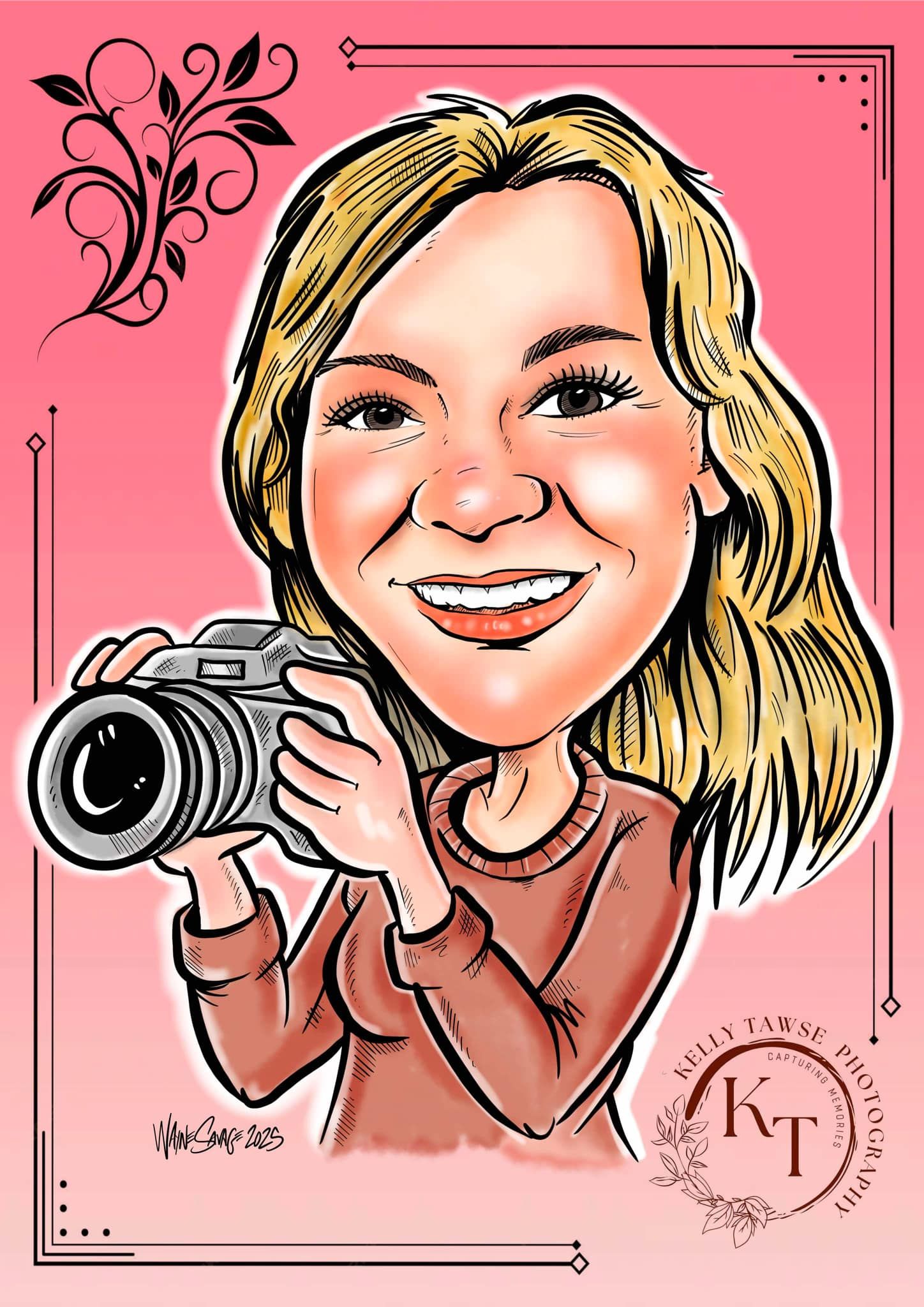Weymouth wedding photographer. Dorset wedding caricature from Wayne Savage Illustrations. Dorset Wedding photographer