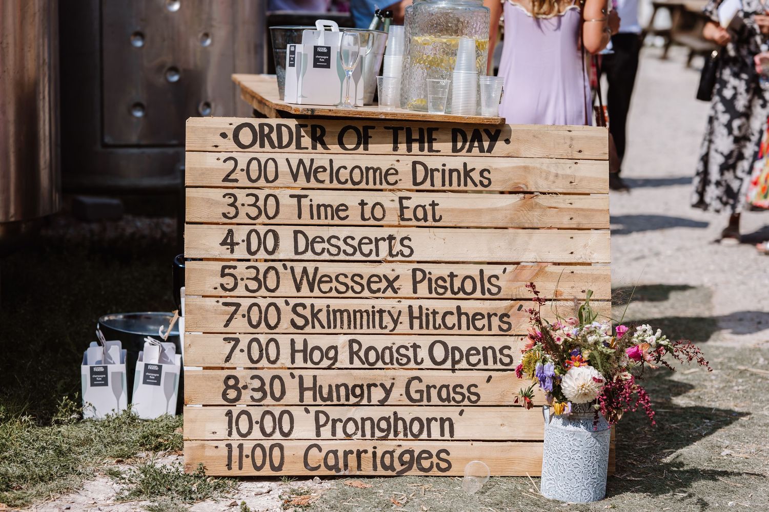 Cerne Abbas Brewery wedding. Wedding palette sign. Rustic wedding decorations. Dorset Candid wedding photographer