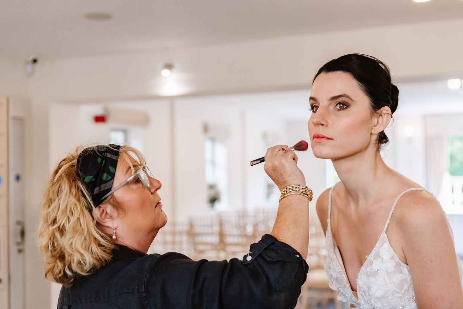 Dorse Make up artist at the  Italian Villa, Compton Acres wedding venue Dorset. From a candid wedding photographer Dorset