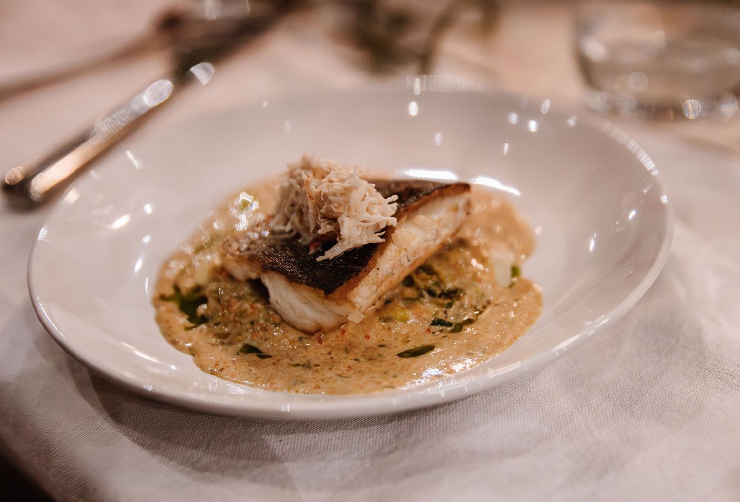 Chef Sargent dish during candle light