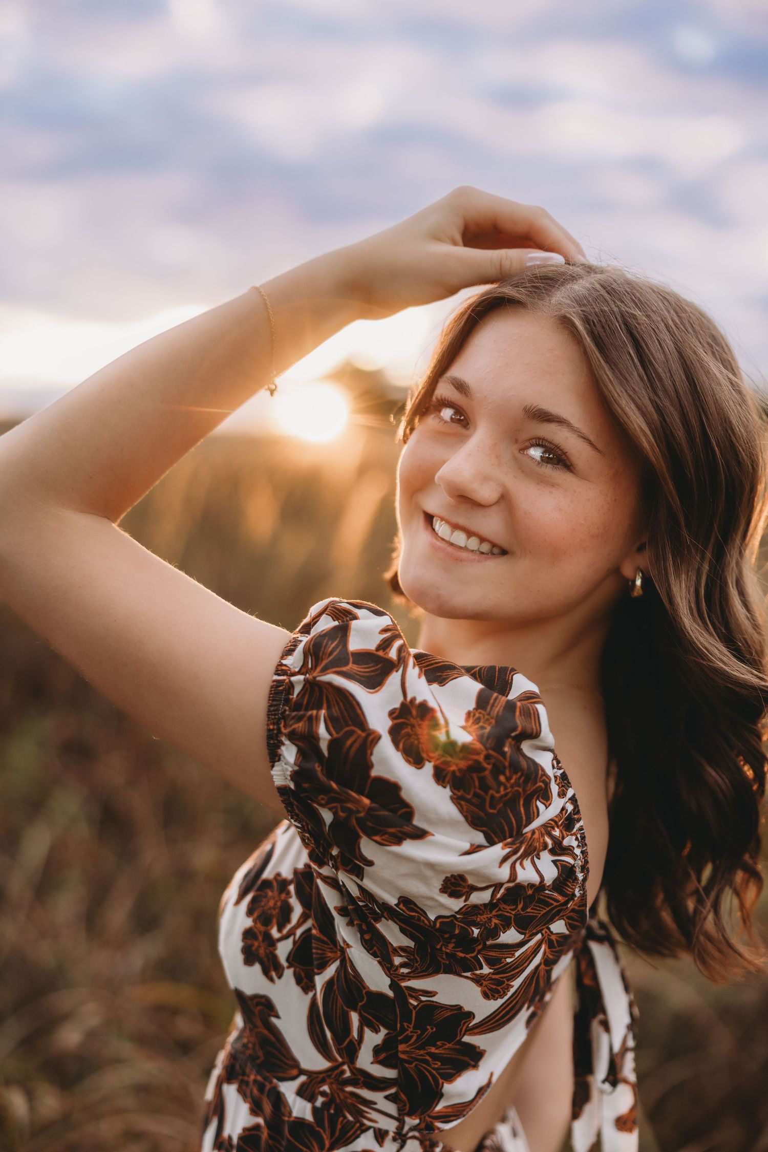 senior girl shaw nature reserve sunset blue cloudy sky fall