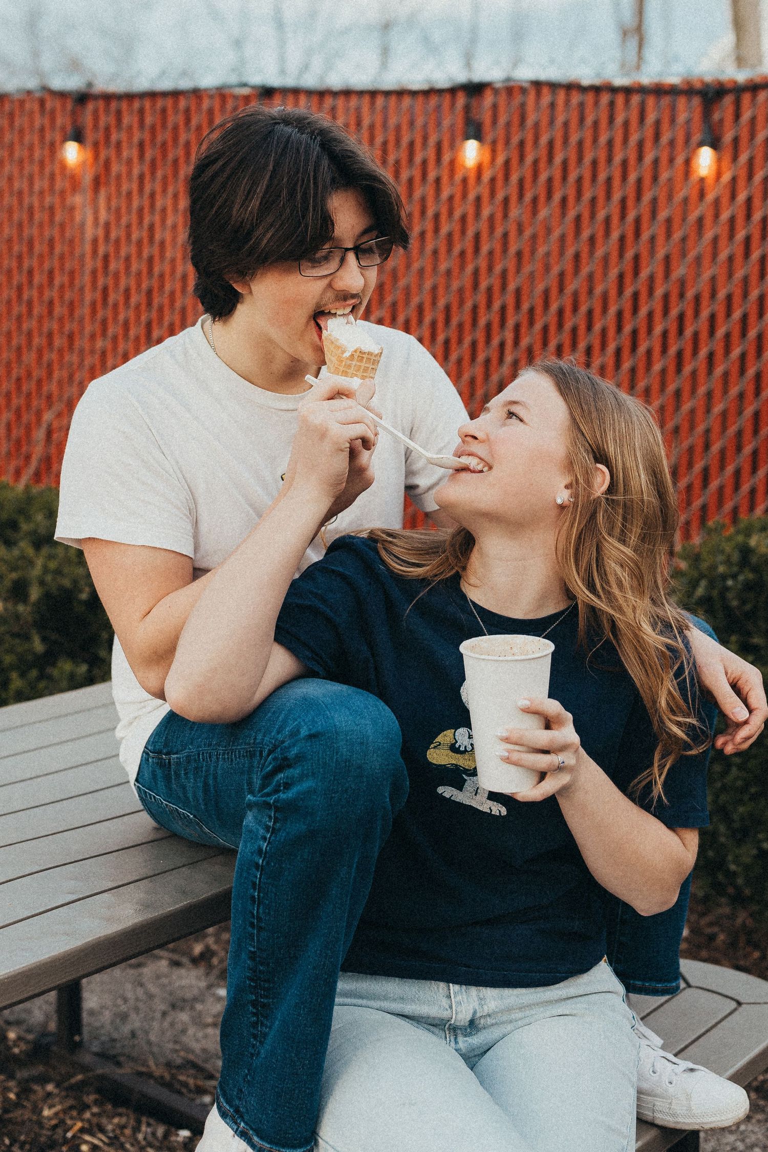 couple eating ice cream laughing pacific Missouri