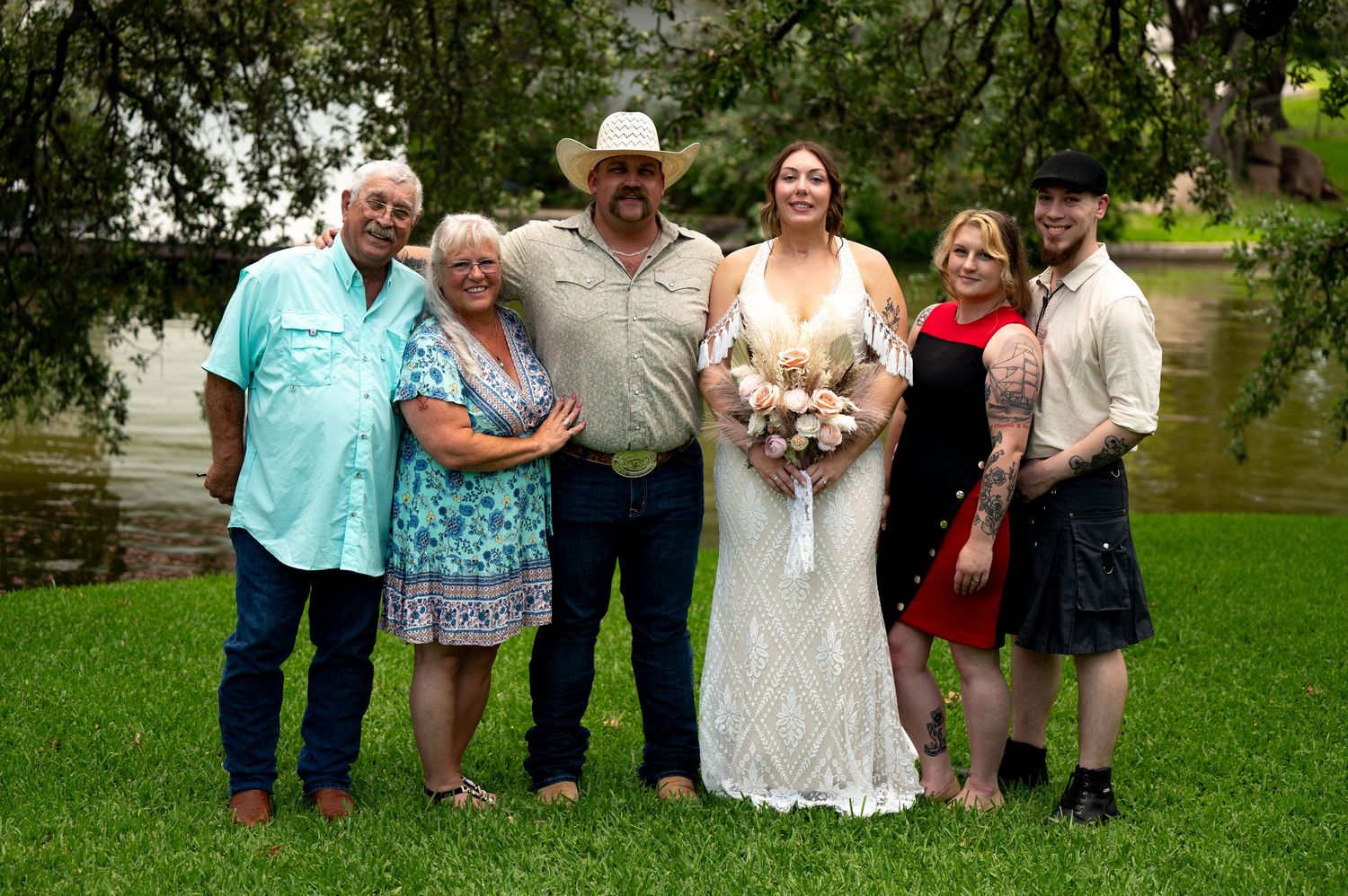 Family portrait for a wedding photoshoot. Photo taken near Austin, Texas by a wedding photographer focusing on natural light  photos.