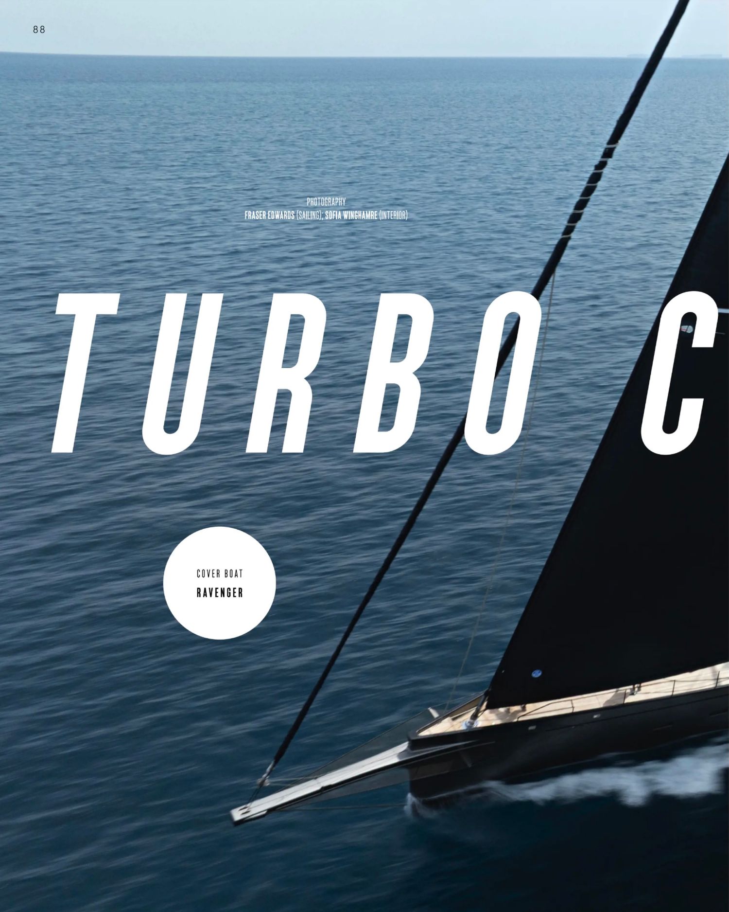 A series of minimalist nautical photos showing a yacht sailing across a deep blue ocean against a stark black horizon.