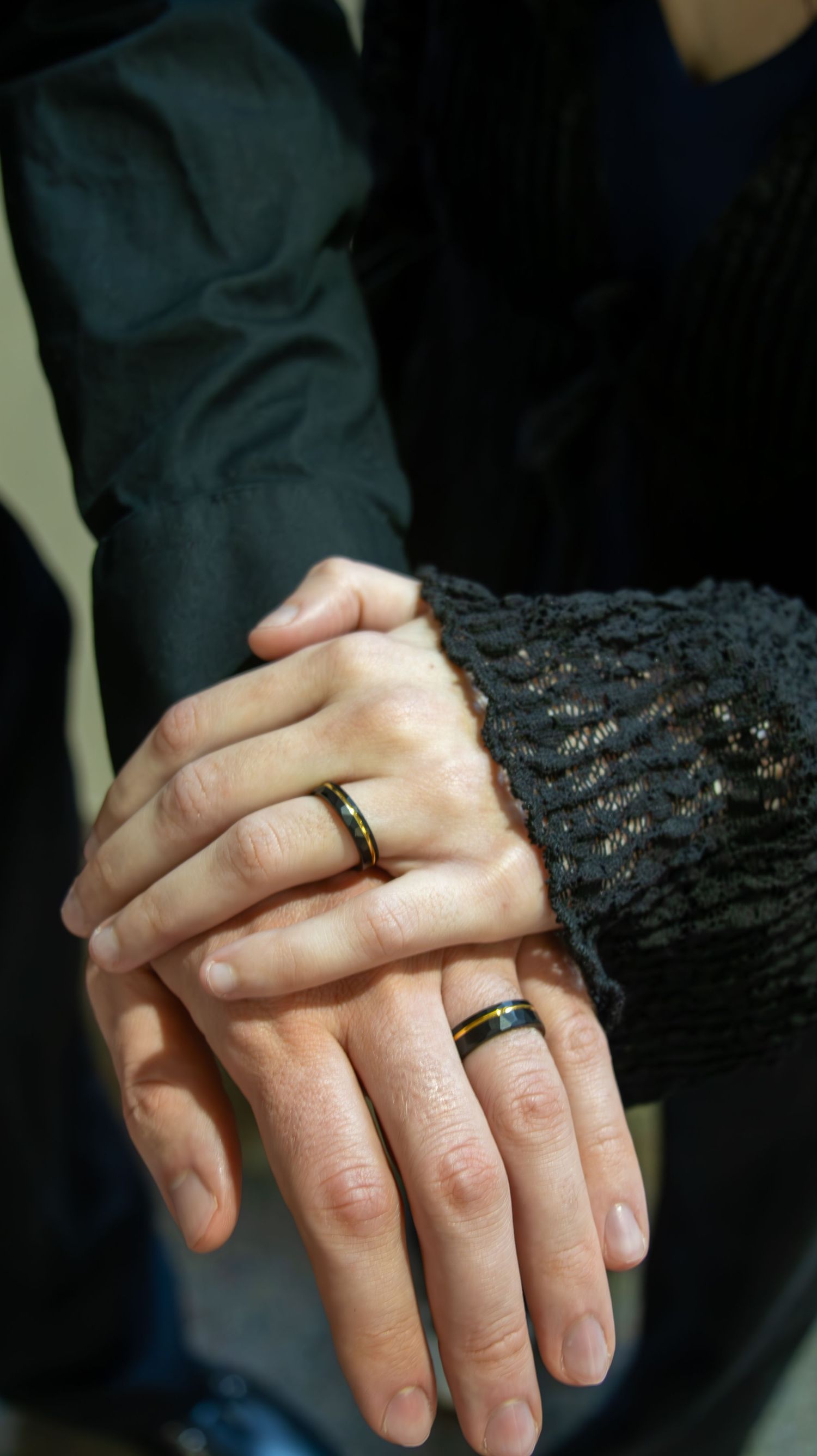 Close-up of wedding rings during an intimate courthouse elopement in Utah