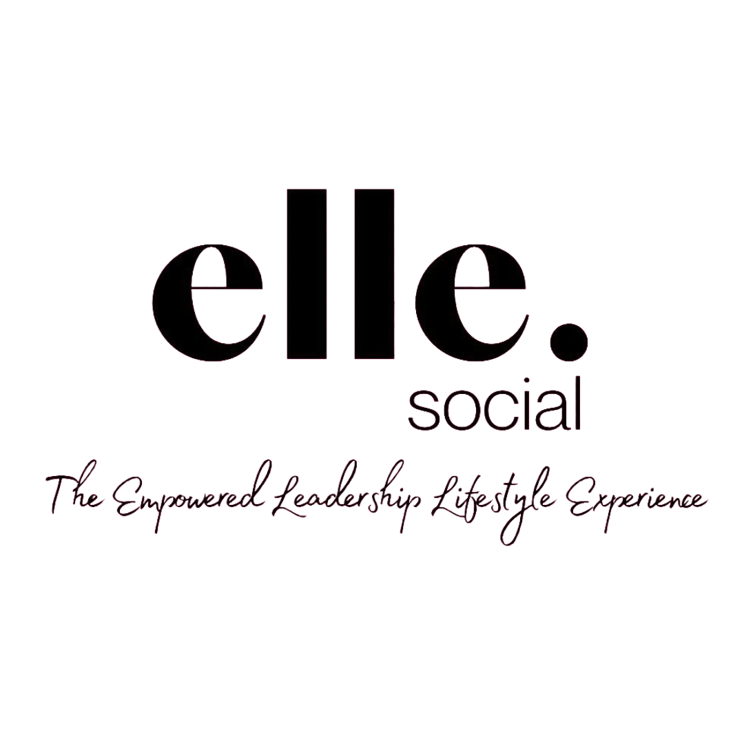 Elle Social logo in bold black lettering with the script tagline The Empowered Leadership Lifestyle Experience on a white background.
