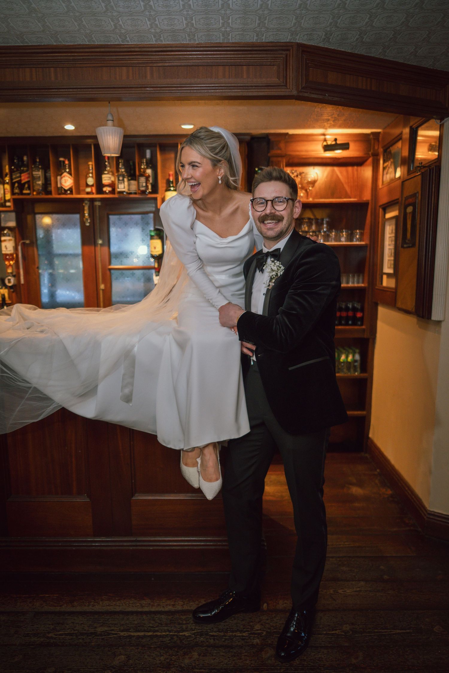Portrait of bride & groom at Clonabreany House wedding in Meath.