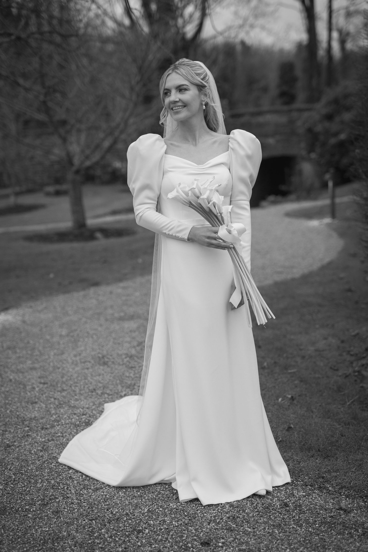Portrait of elegant bride & at Clonabreany House wedding in Meath