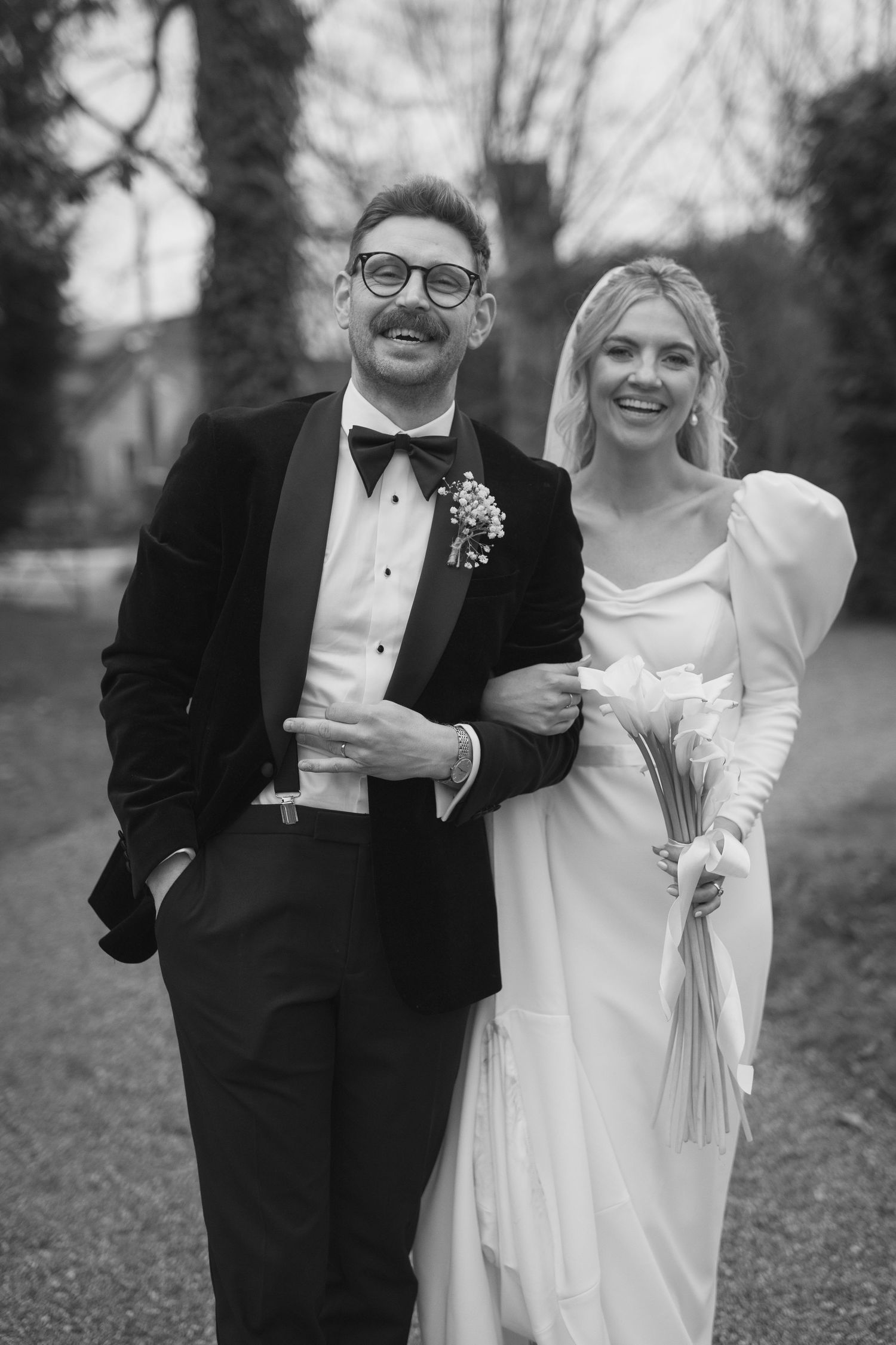 Portrait of bride & groom at Clonabreany House wedding in Meath.