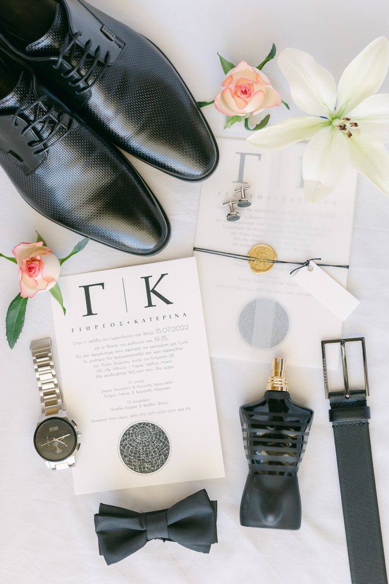 Refined groom preparation content for a destination wedding in Greece