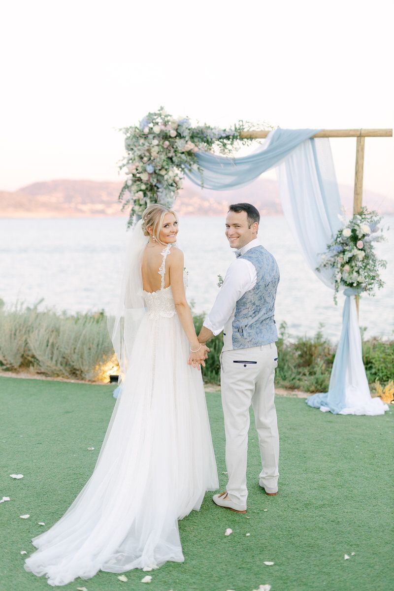 Social-ready wedding ceremony moment in Greece