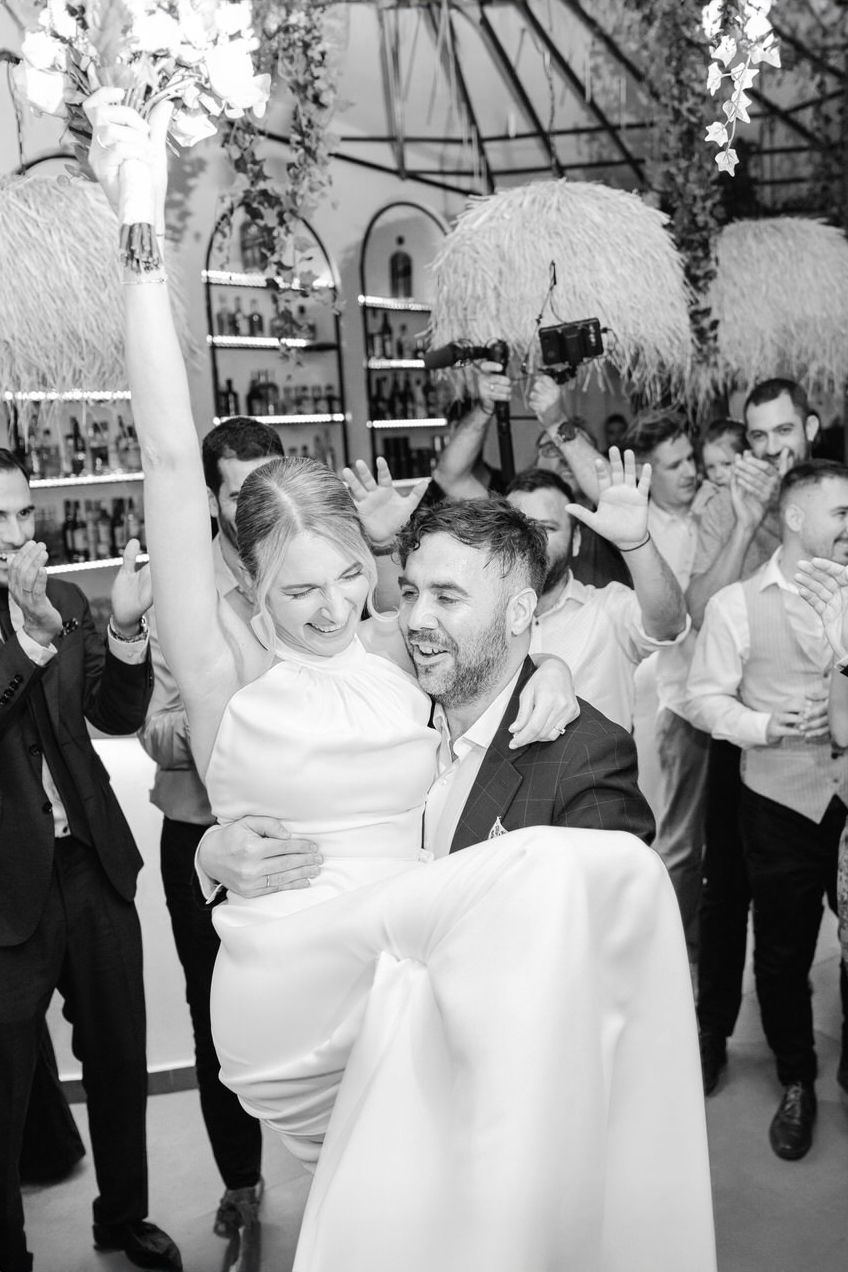Candid moment from a destination wedding in Greece