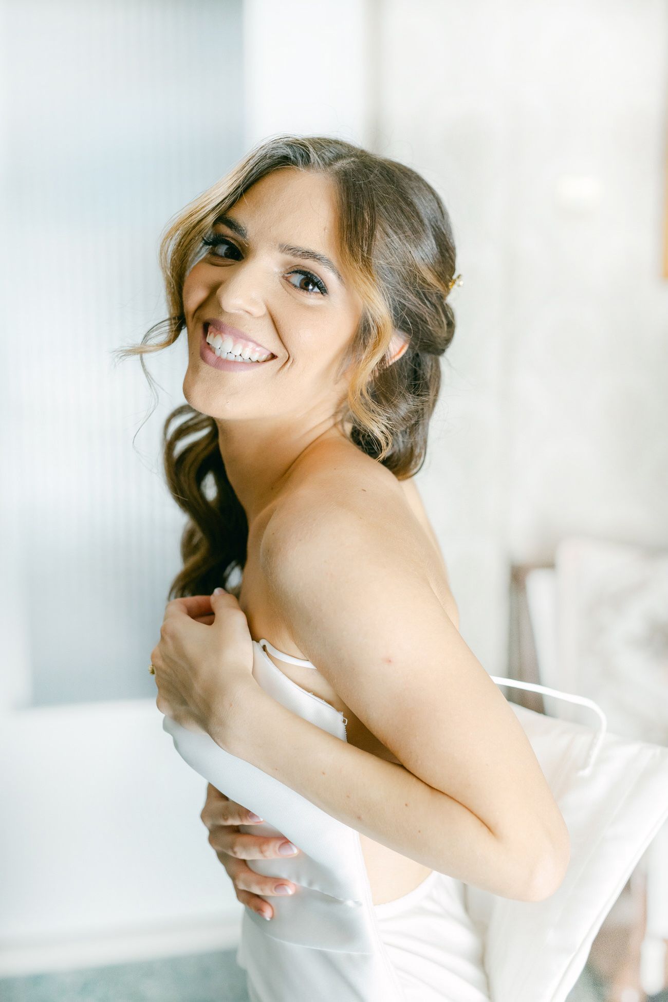 Wedding dress and detail content from a modern Greek wedding