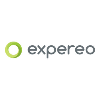 Expereo company logo featuring a green circular icon and gray lowercase text on white background.