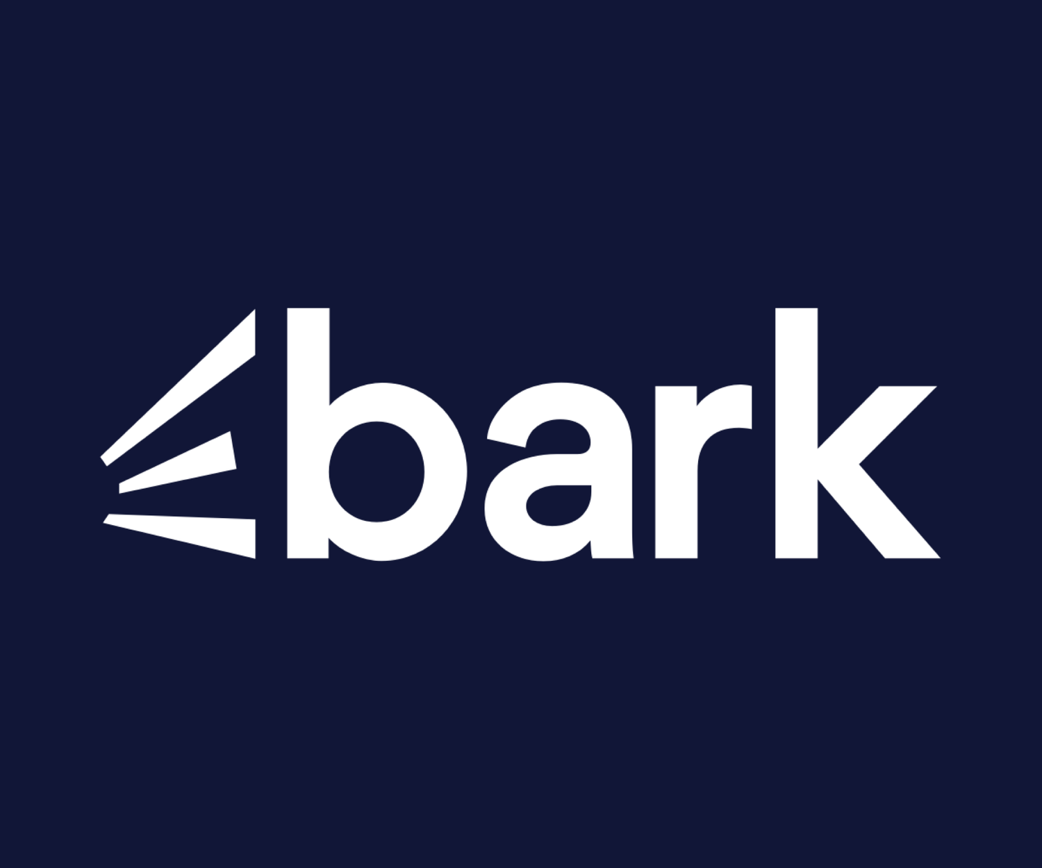Dark blue background with white text fragments showing parts of the word 'bark' in a modern, minimalist design.