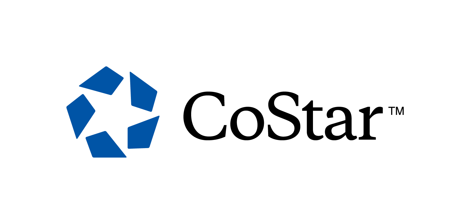 CoStar company logo in blue geometric design.