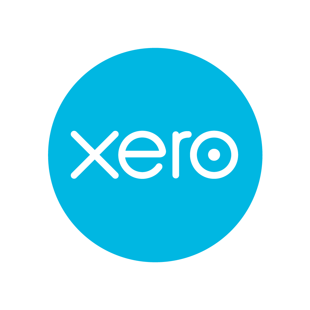 Xero accounting software logo featuring white text on a bright blue circle background.