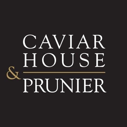 Luxury brand logos for Caviar House and Prunier in elegant typography.