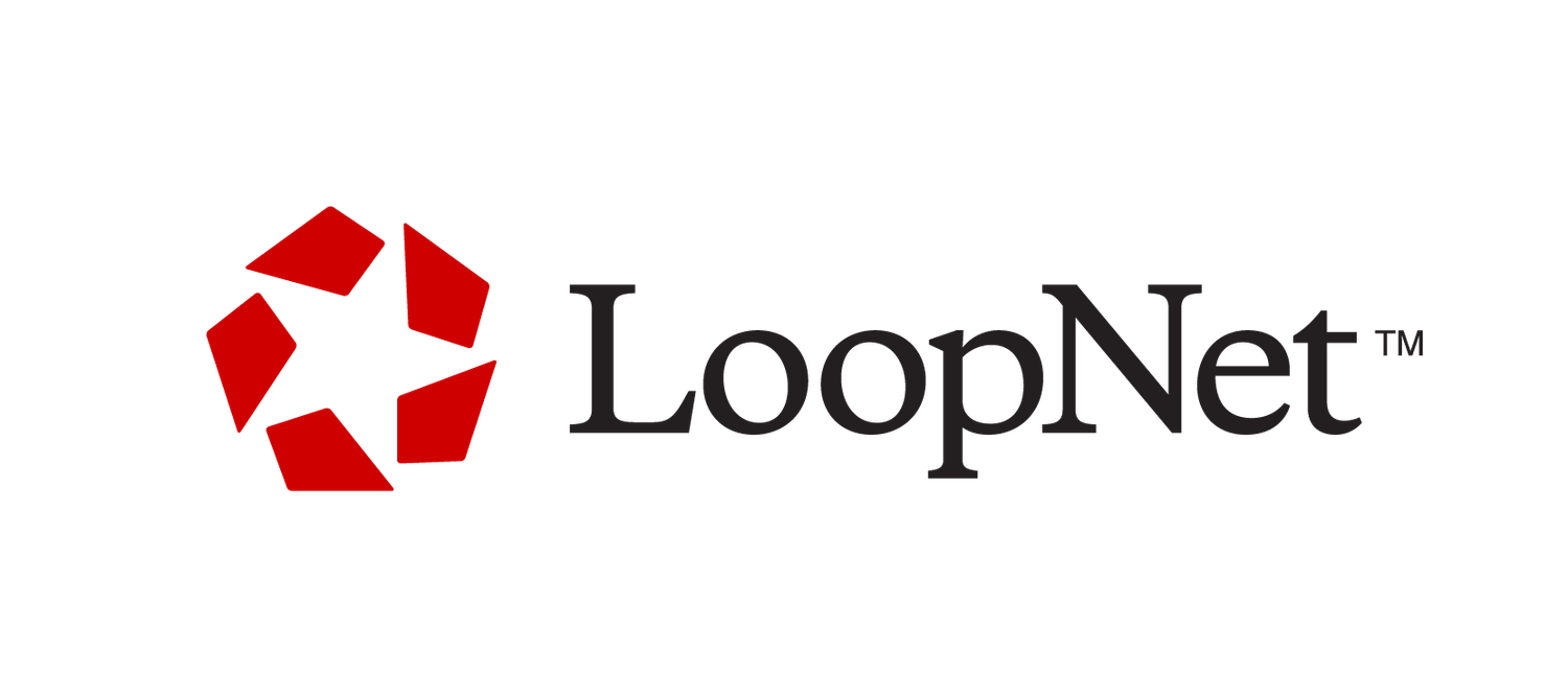 LoopNet logo featuring red geometric symbol and black text.