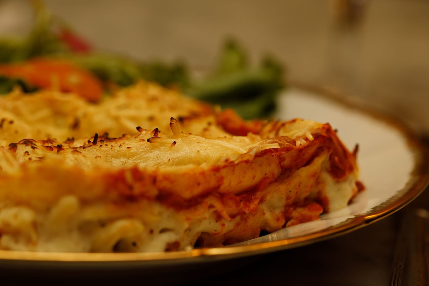 Plan Macro sur le coté de lasagnes.