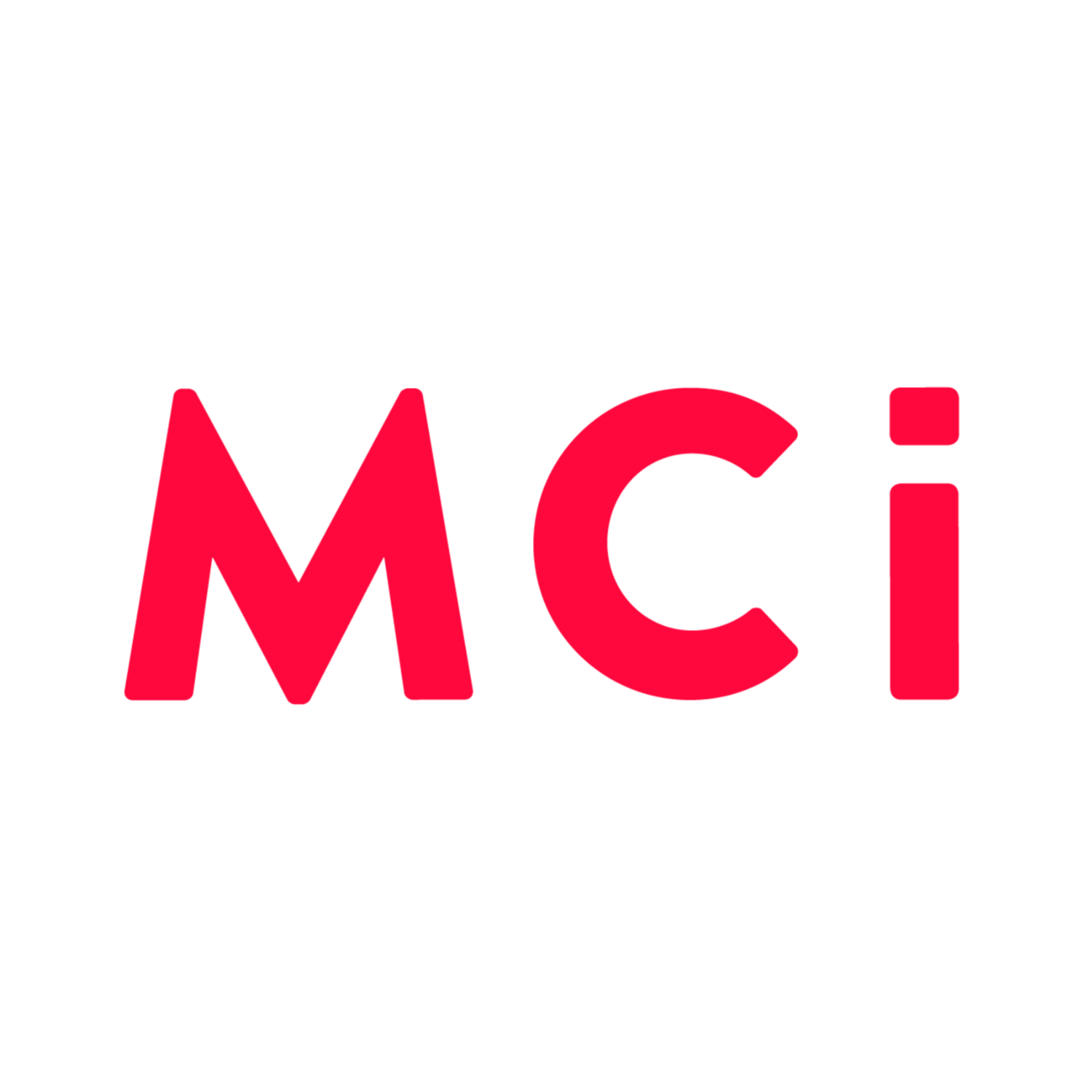 Large red text displaying 'MCI' in a modern sans-serif typeface.