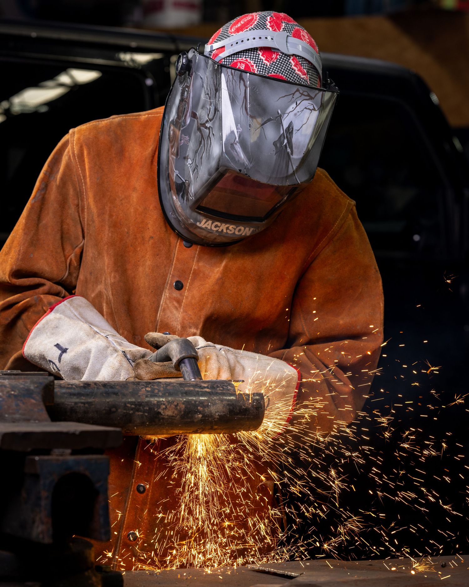Trent's senior photo. Indoors with plasma cutter.