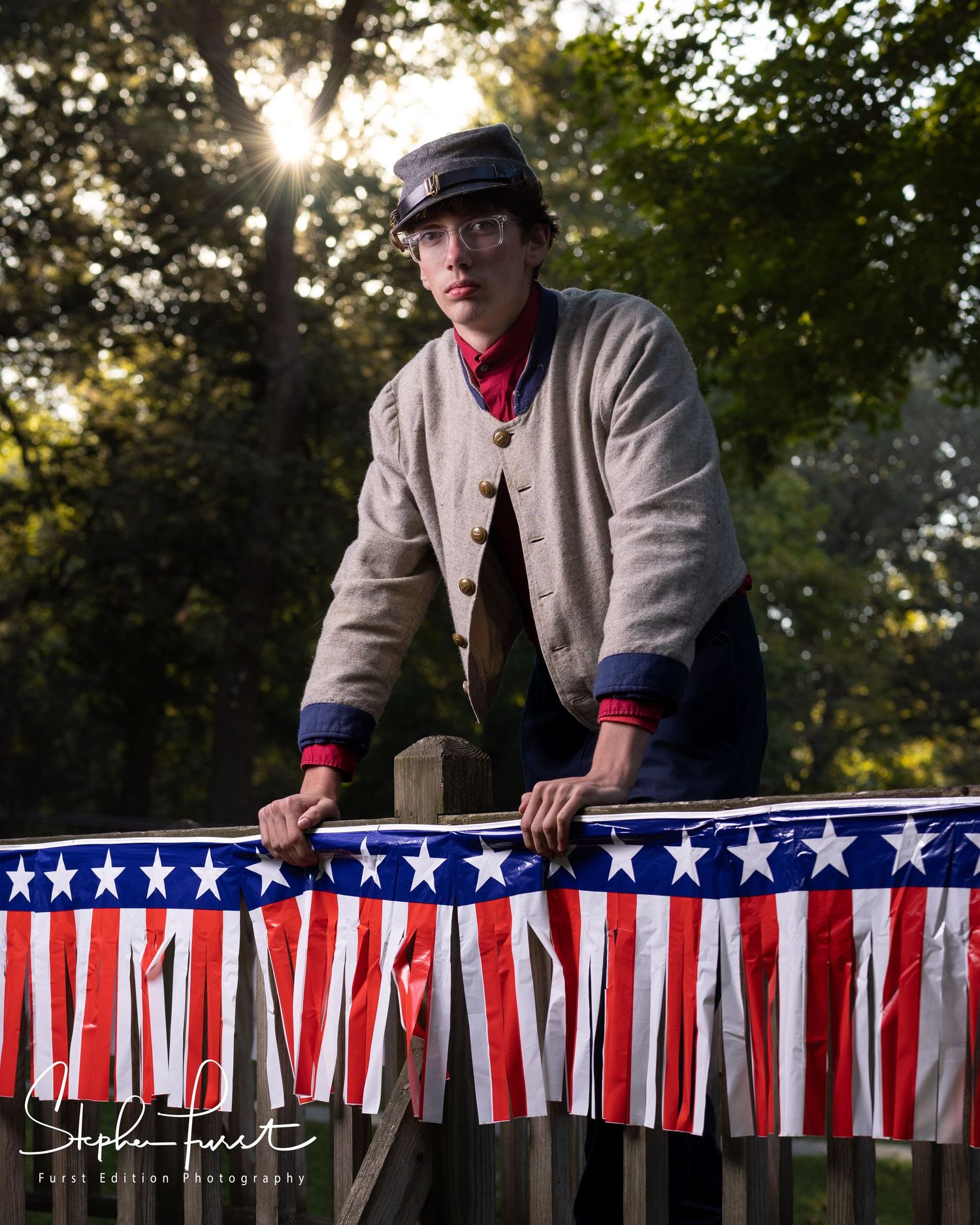 Patrick's senior photo.  Outdoors during civil war days.