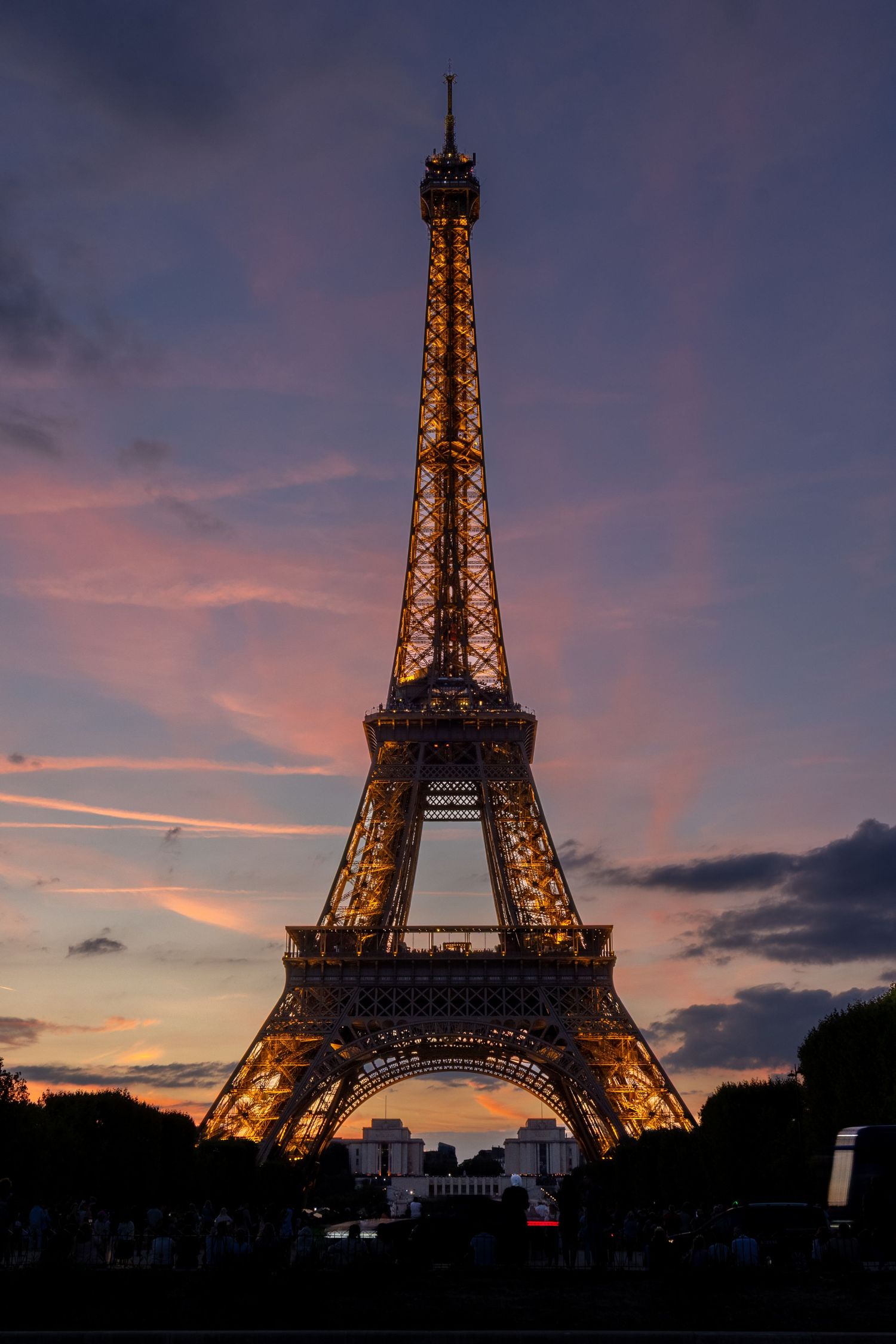 Eiffel tower in Paris, France at night