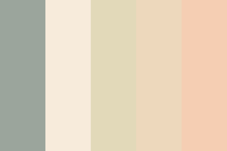 Soft neutral color palette featuring sage green, cream, beige, tan, and blush tones.