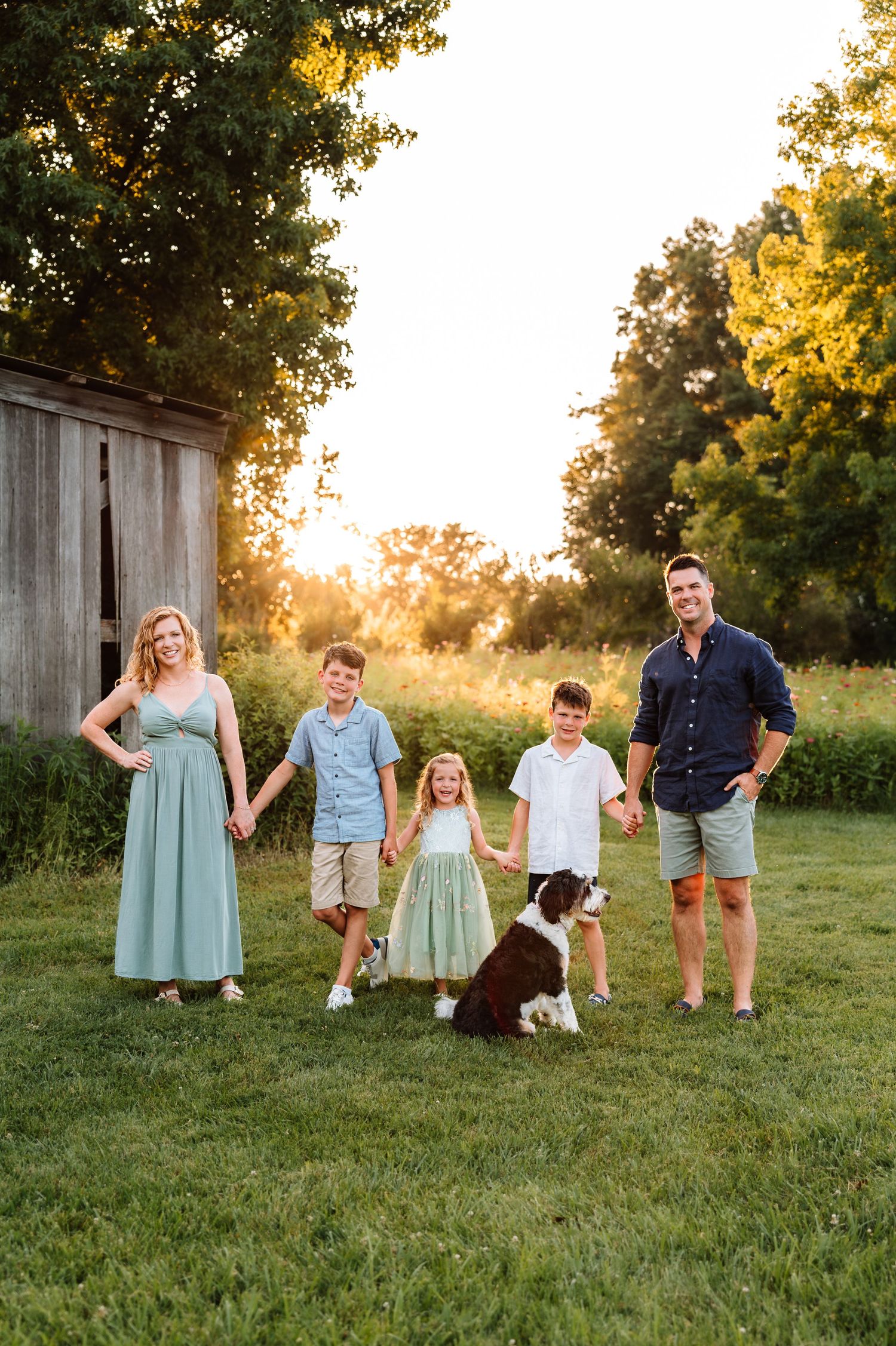 Family photoshoot in a flower field with photographer located throughout the Kansas City Metro area. Based in Blue Springs, Missouri.