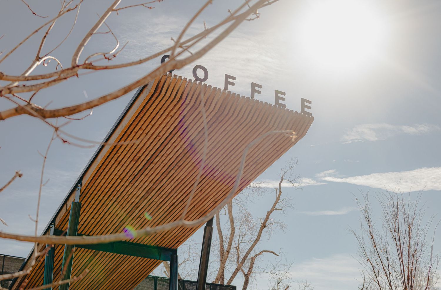 Aesthetic exterior architectural photography of Airship Coffee at the Pumphouse in Bentonville, AR by Tyler Banner Photography.