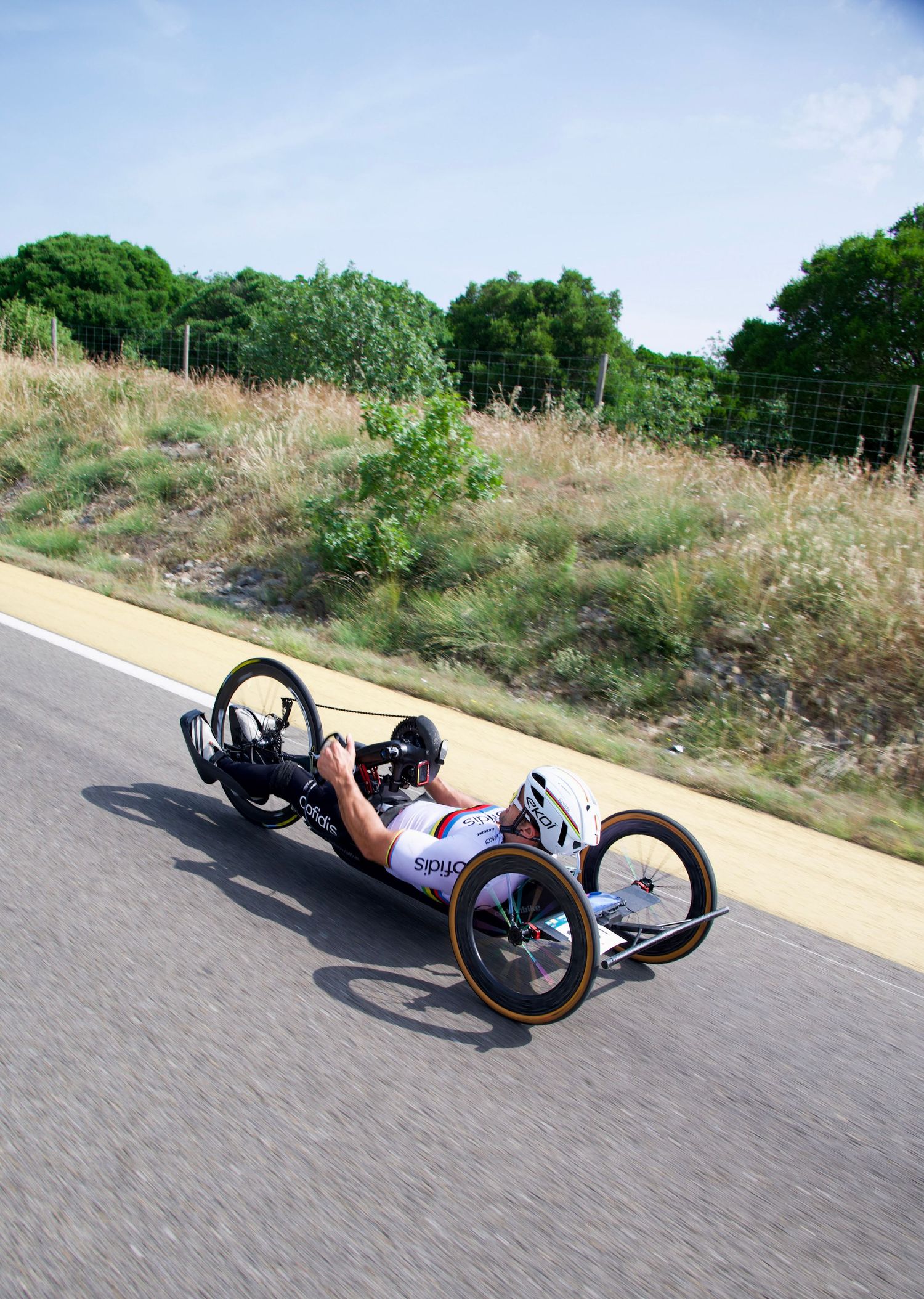 World Champion Mathieu Bosredon during the 2025 French National Paracycling Championships H3 road race at Mejannes-le-clap