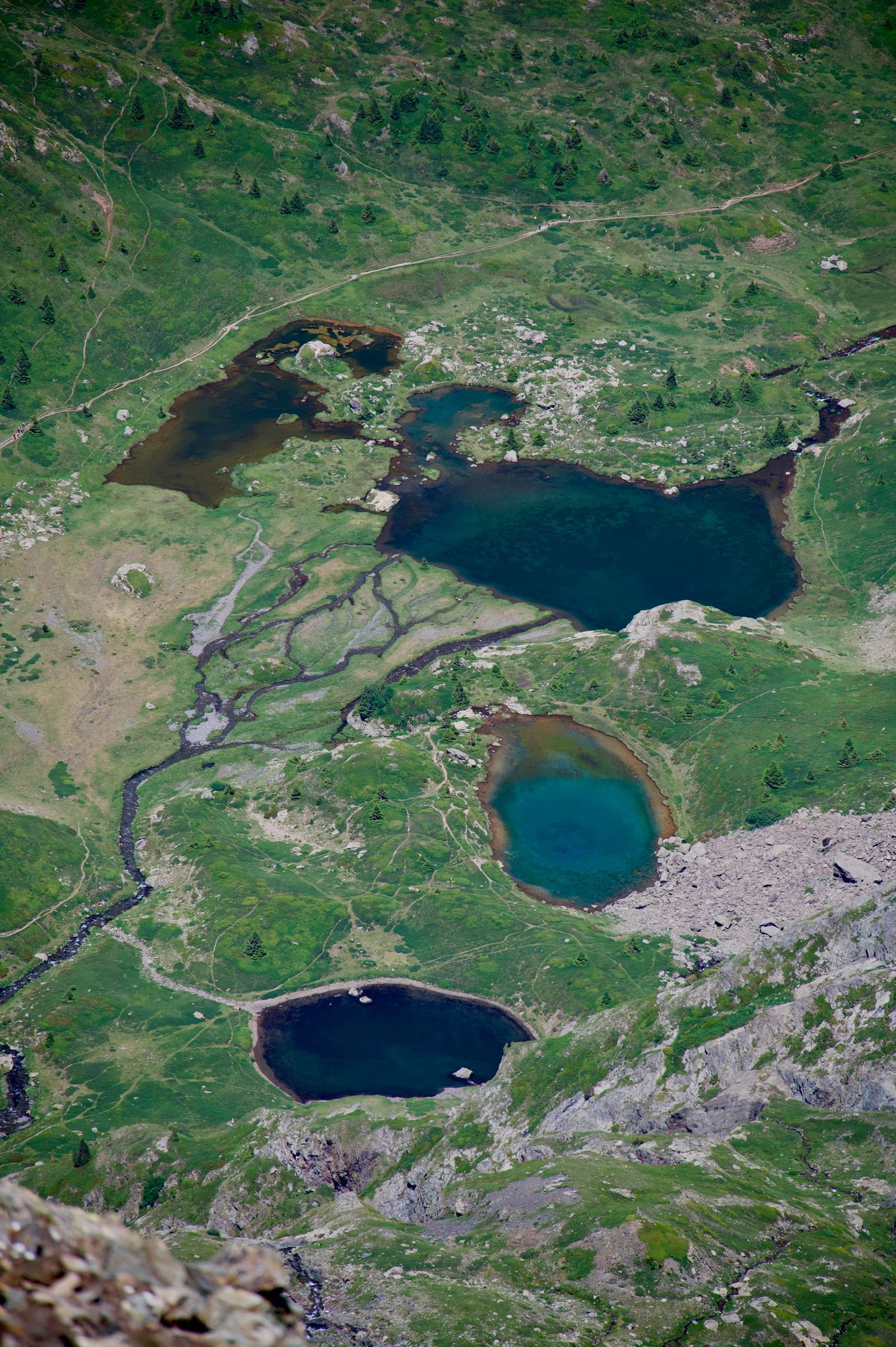 An aerial view of Lac Fourchu as seen from the Massif du Taillefer.