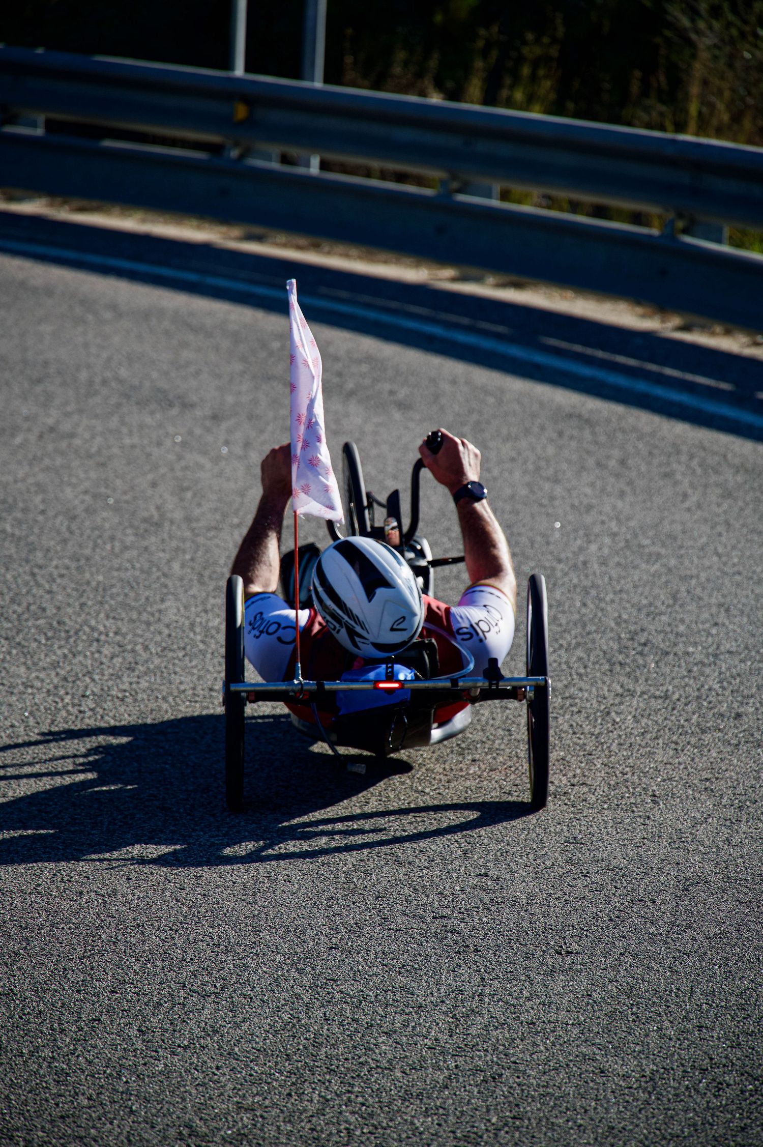 Handcyclist Mathieu Bosredon of Team Cofidis during a training ride in Spain before the 2025 season.