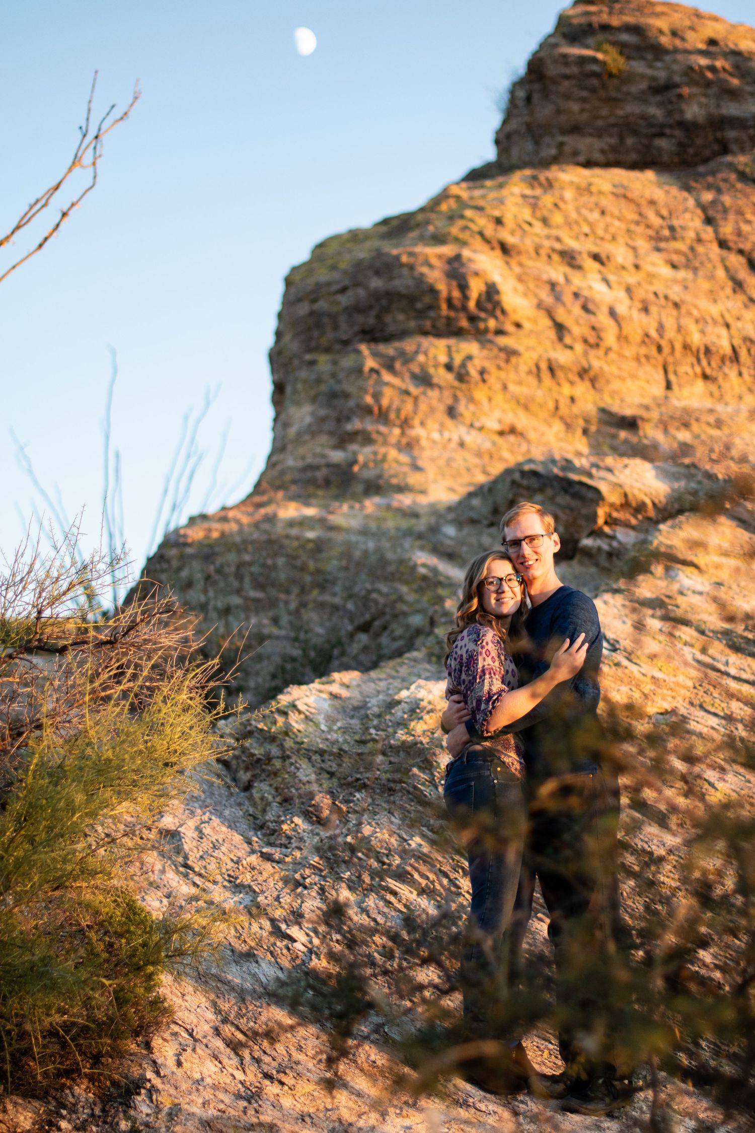 Couple at Saguaro National Park, as the sun begins to set.