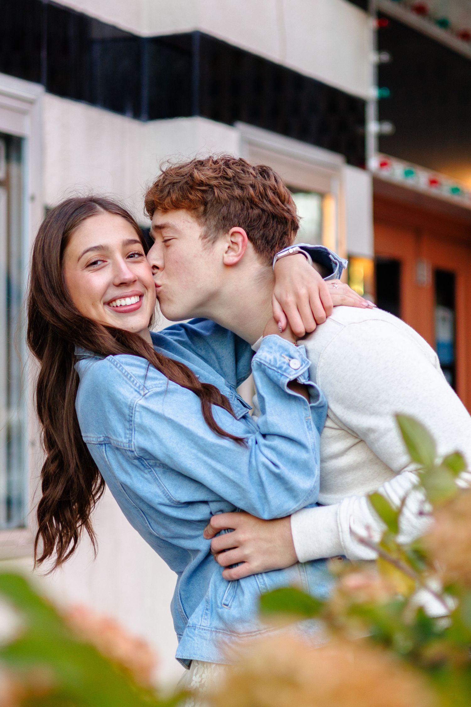 A couple hugging in Bloomington, Illinois.