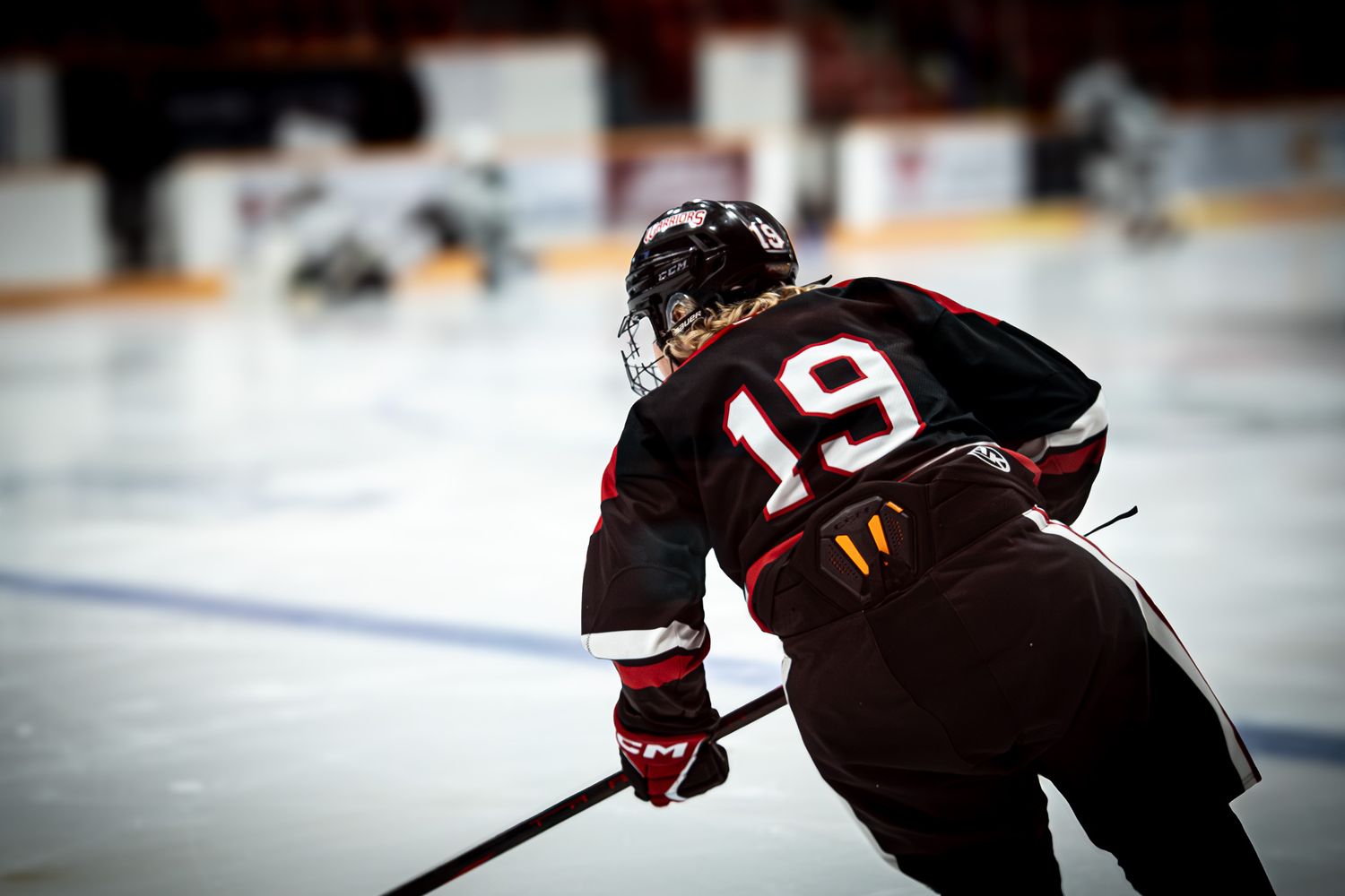 #19 Liam Reimer patrols the blueline, reading the play during U13 AA action.