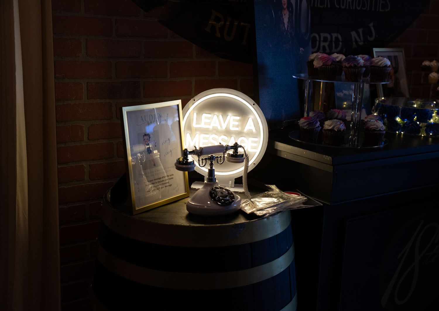 A photo of a vintage telephone at a 50th birthday party where guests can leave birthday messages for the host in Rutherford, NJ