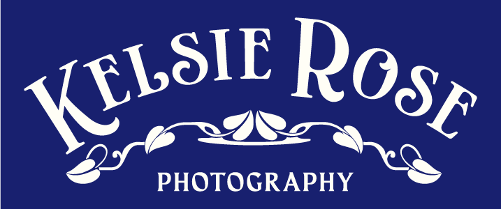 Kelsie Rose Photography logo in white text on a navy blue background.