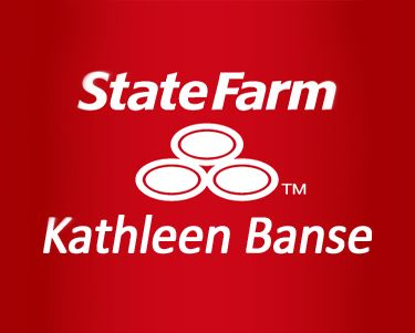 State Farm insurance agent Kathleen Banse logo on red background with white text.