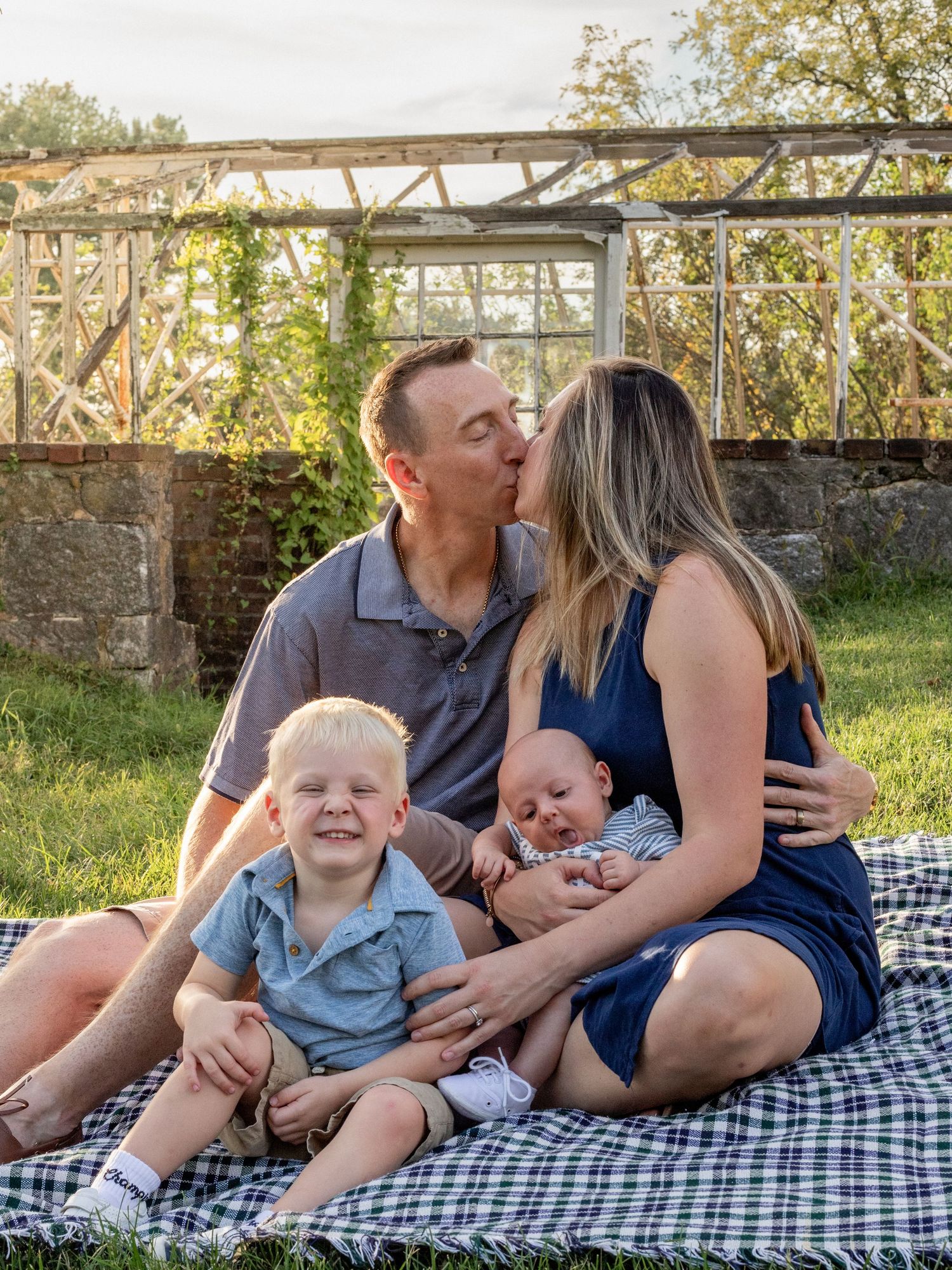 Family of four during a family photo session in Towson, MD