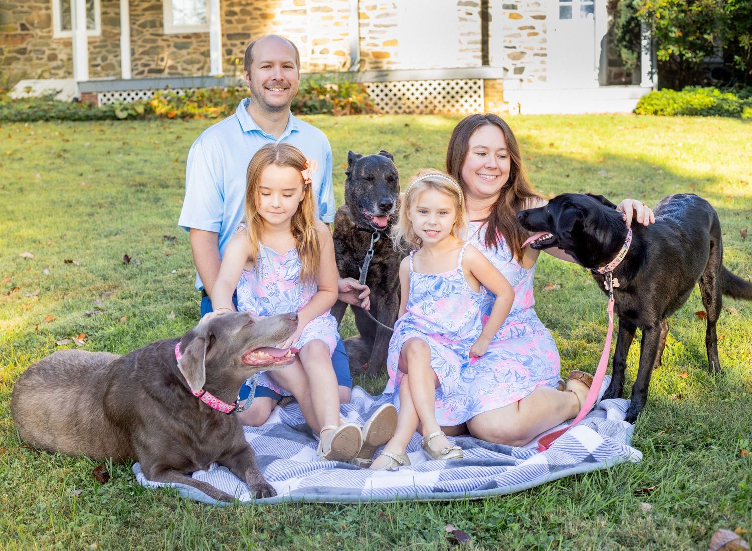 Family photo session with the family dogs in Bel Air, MD