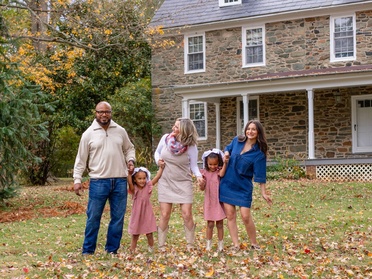 Family of five during a family photo session in Harford County, MD