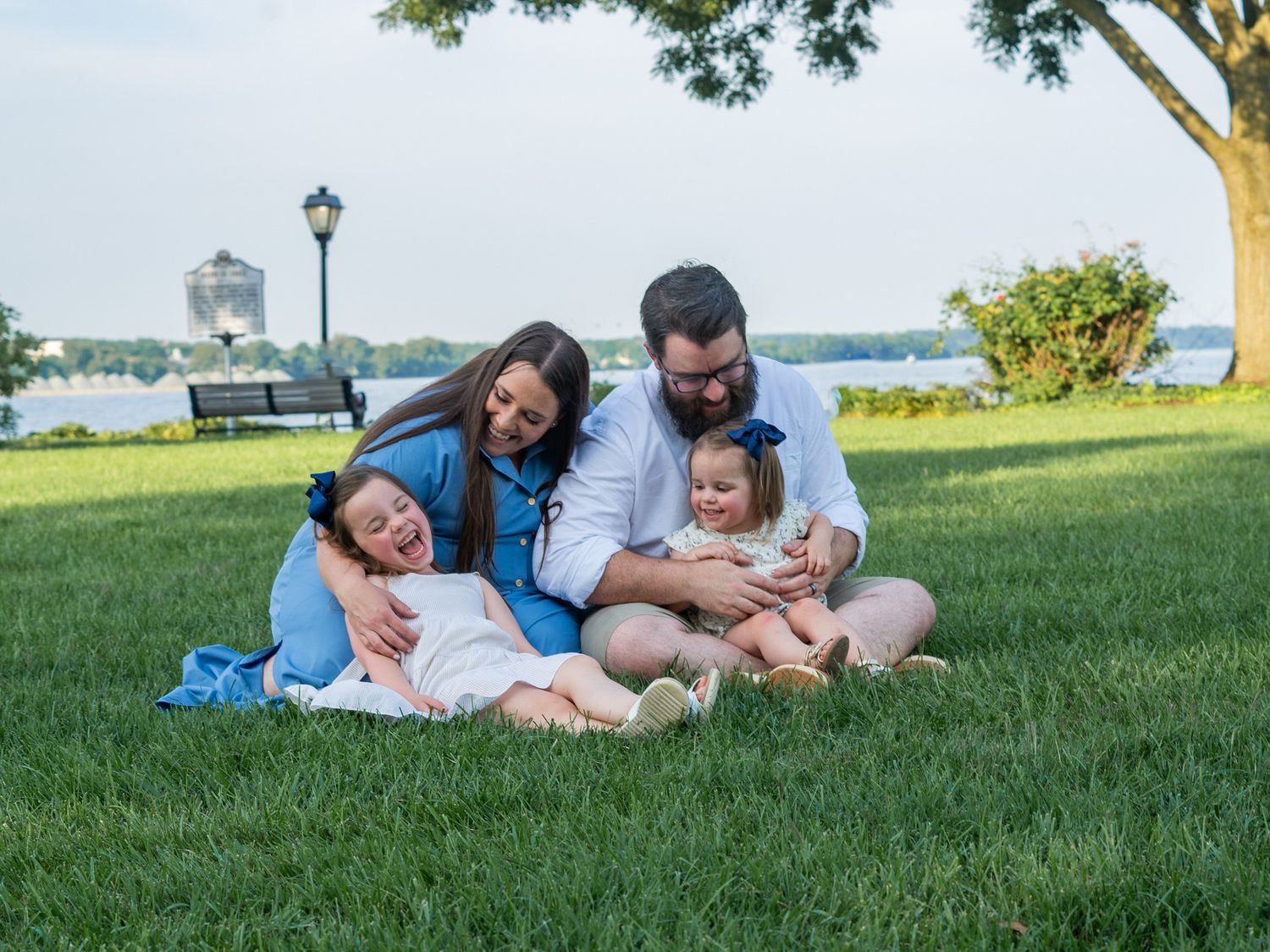 Family of four during a family photo session in Havre de Grace, MD